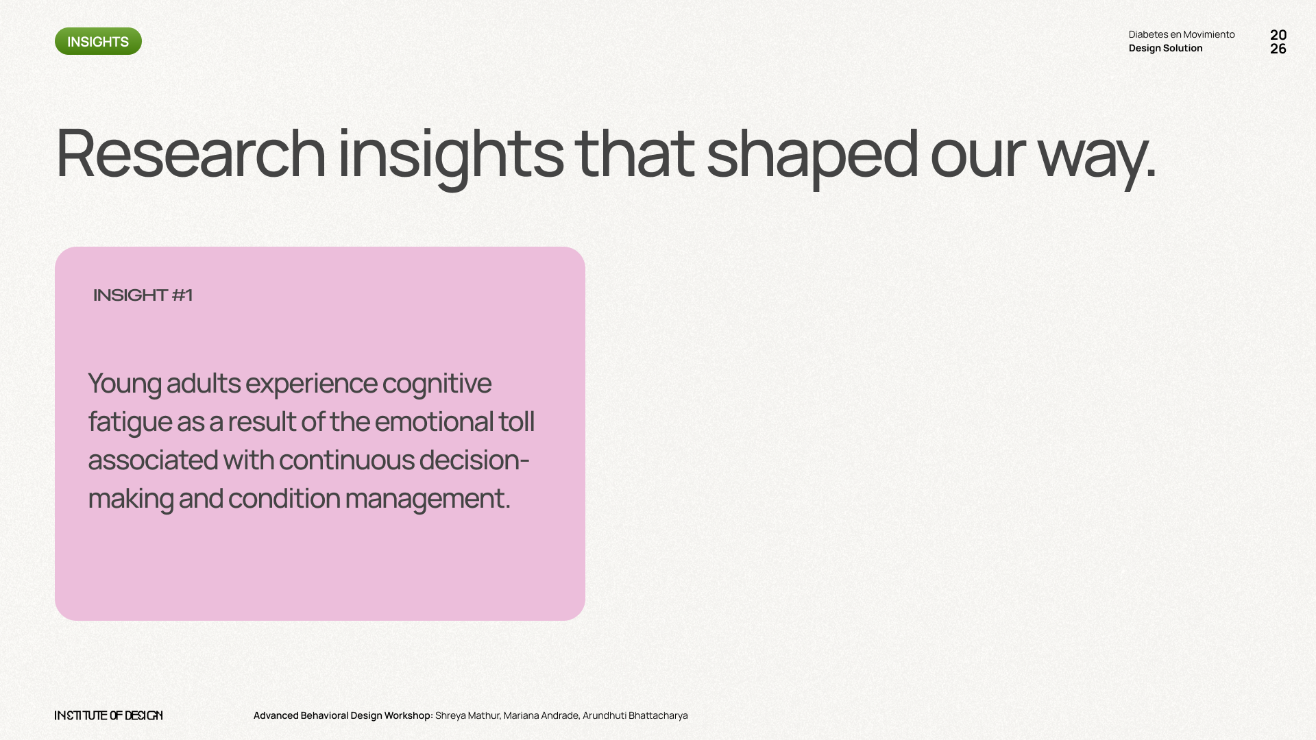 Research insights slide from the Camino final deck